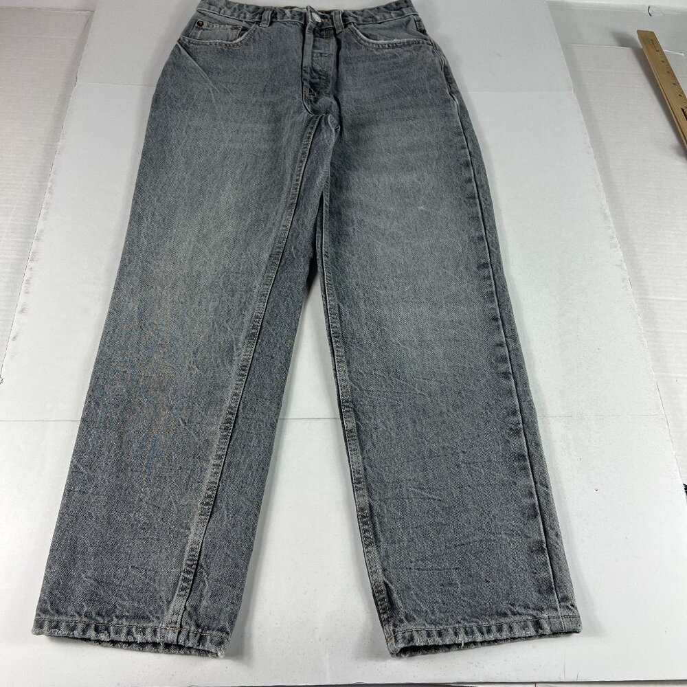 Zara Jeans Women's 26x26* High Rise Mom Straight Crop Grey Faded Denim Tag 4